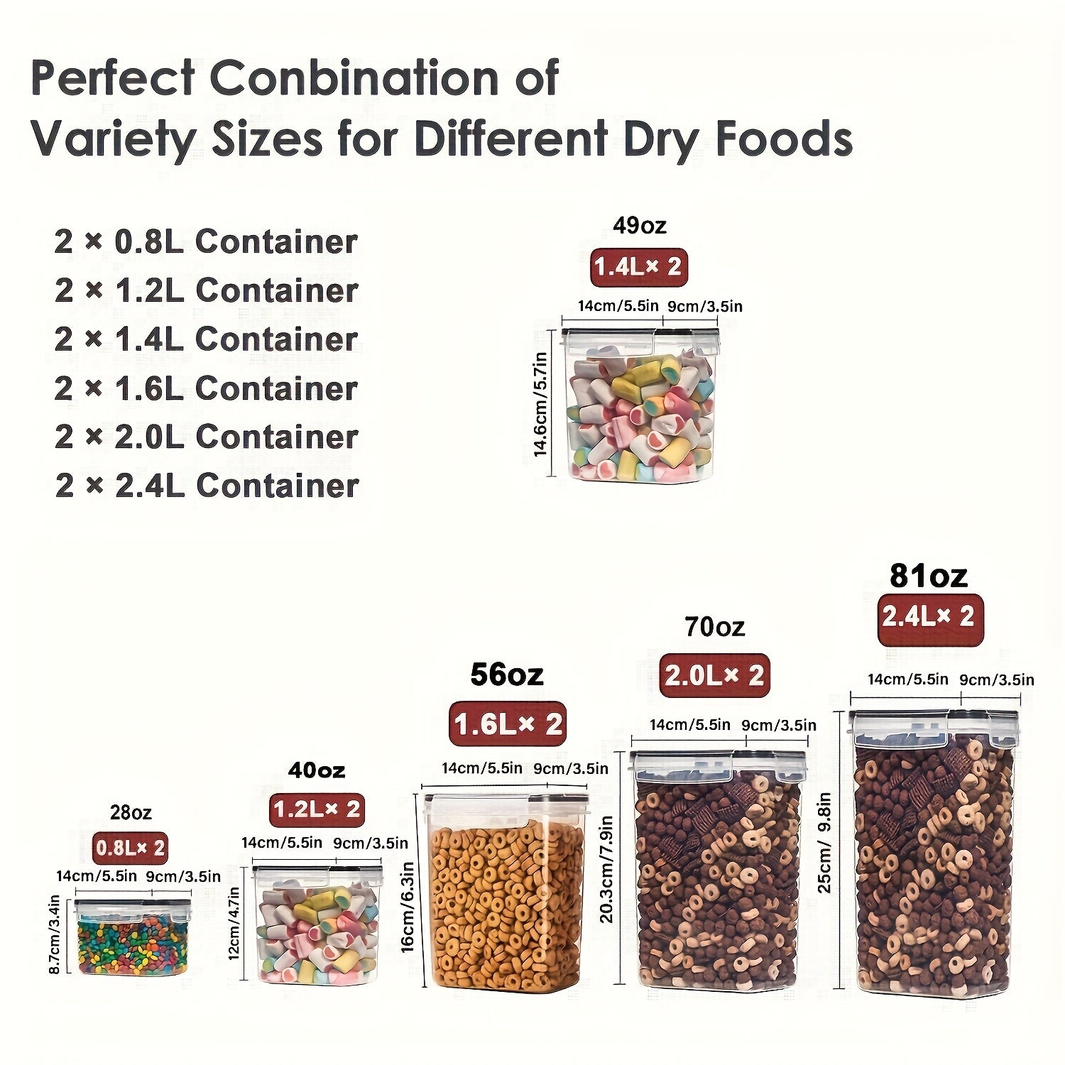 6/12 Pack BPA-Free Airtight Food Storage Containers with Lids Durable Plastic Canisters