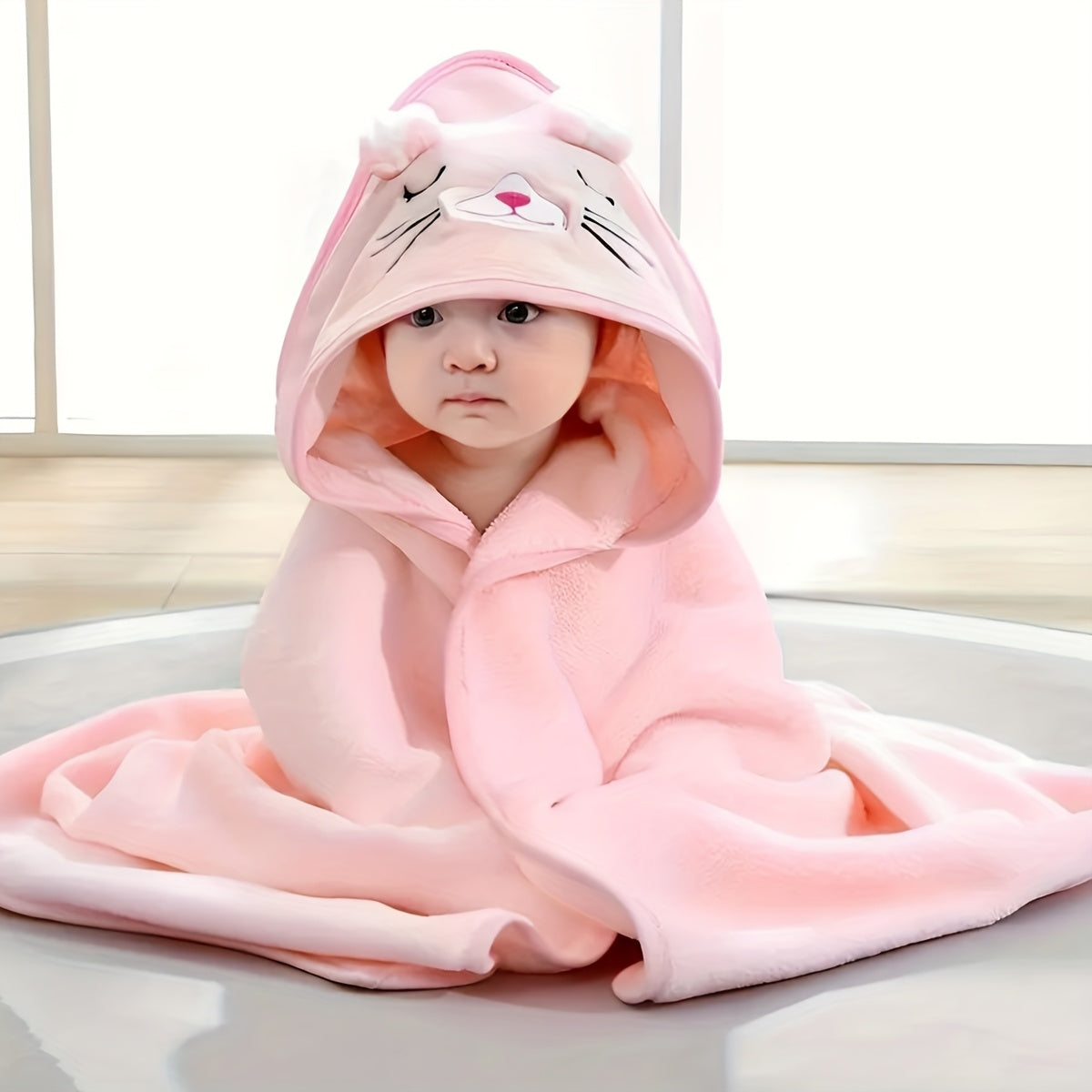 Baby Hooded Towel Soft Knit Absorbent Bath Towel for Infants 0-3 Years