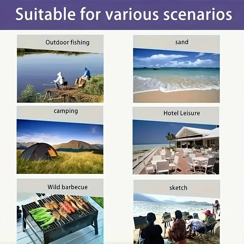 Foldable Black Camping Chair with Carry Handle, Lightweight and Sturdy