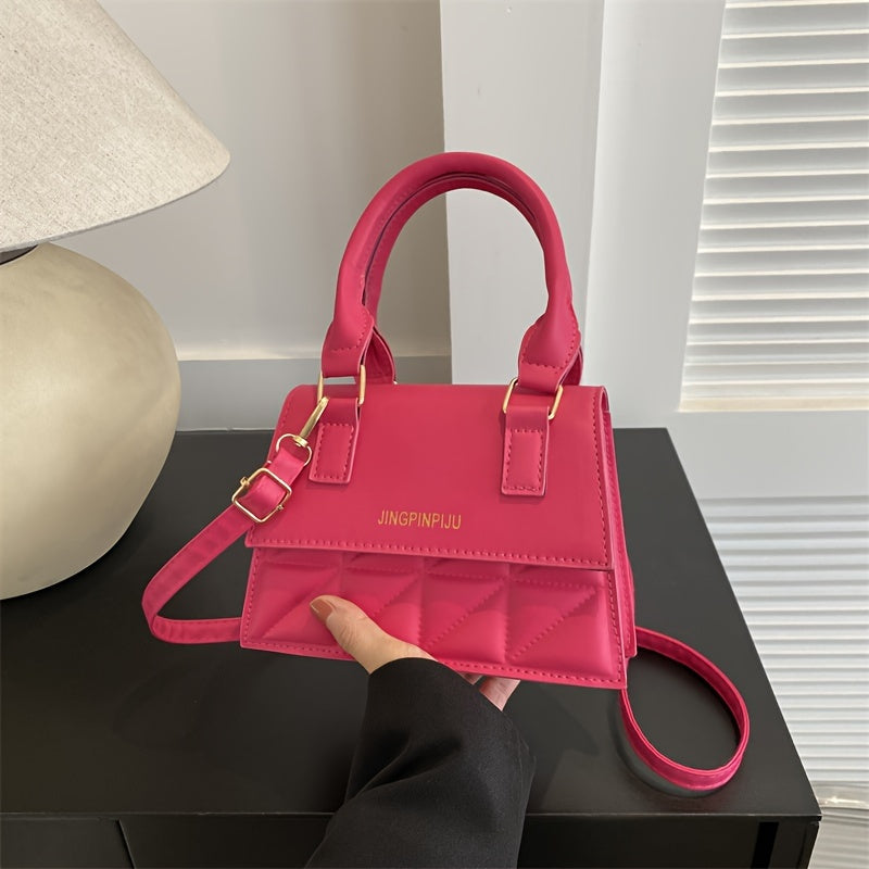 Women's Quilted Crossbody Bag with Adjustable Strap Magnetic Closure and Diamond Stitching