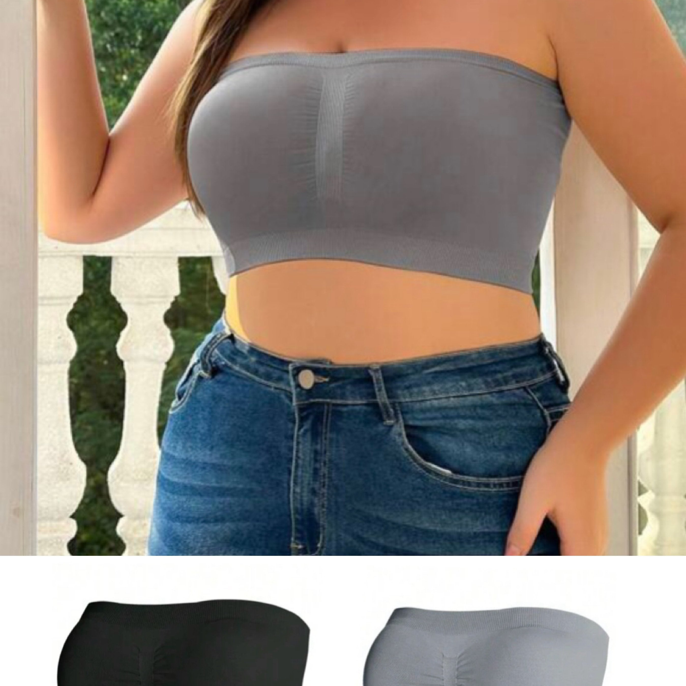 Plus o'lchamli strapless push-up bra 2 ta paket, underwire, gul floral, qora va oq