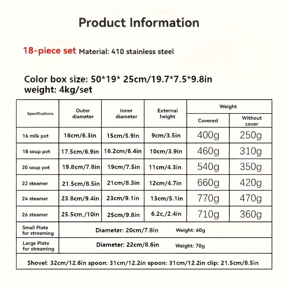 Juego de utensilios de cocina antiadherentes de 18 piezas con ollas, sartenes y tapas