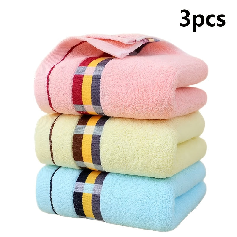 3-Piece Vibrant Striped Travel Towels Quick-Drying Lightweight Cotton Polyester Set for Face Bath Sports Spa Camping