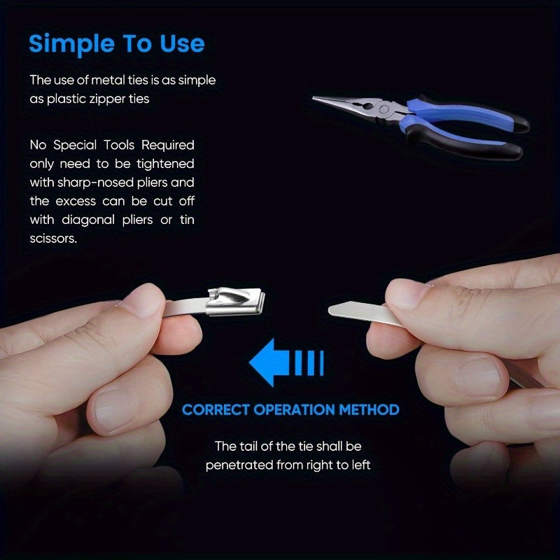 Rollo de bridas de acero inoxidable negro para todos los tamaños, duraderas, de alambre de metal 304