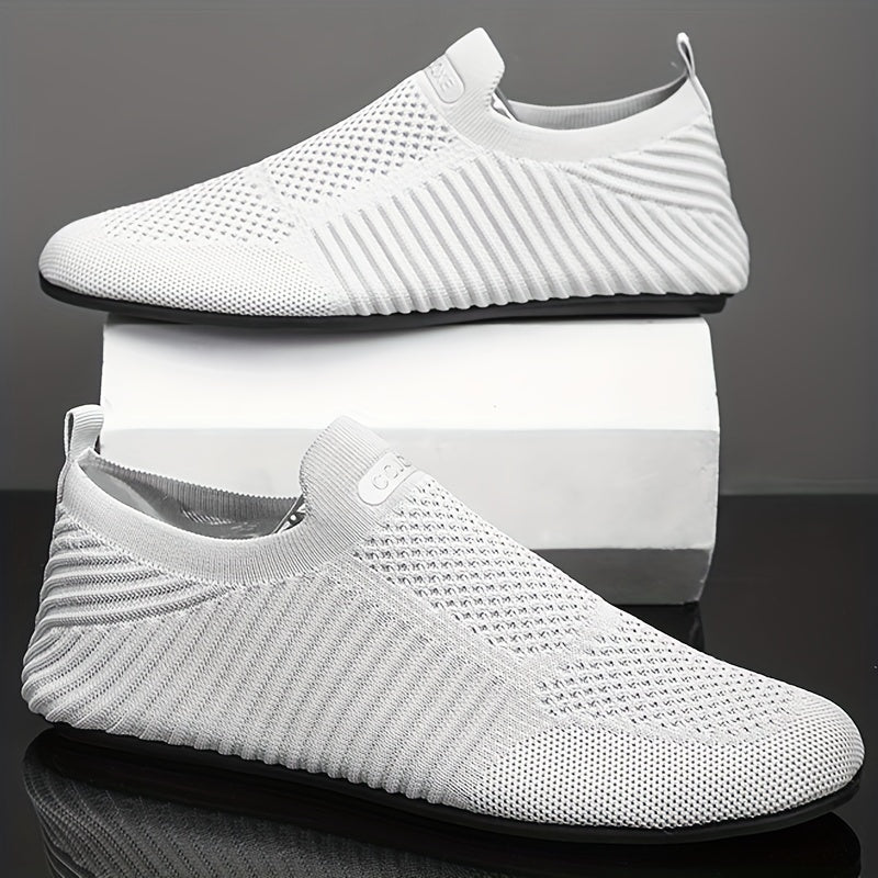 Men's Athletic Sneakers Low Top Slip-On Fabric Rubber Casual Trail Running Tennis Hiking Black White Brown