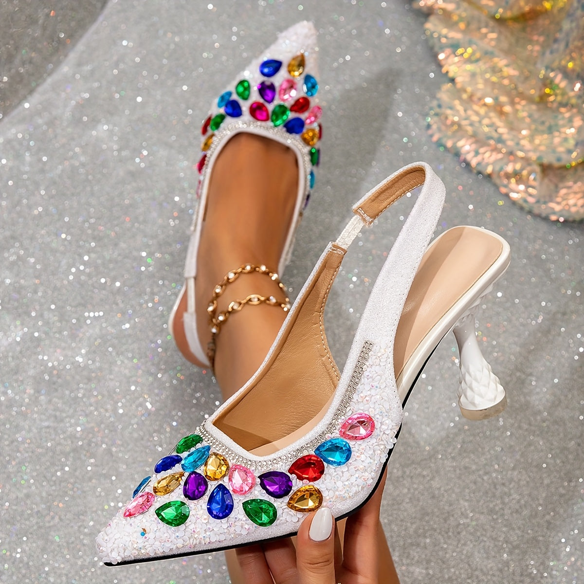 Women's High Heels Golden Silver Pointed Toe Stiletto Dress Shoes