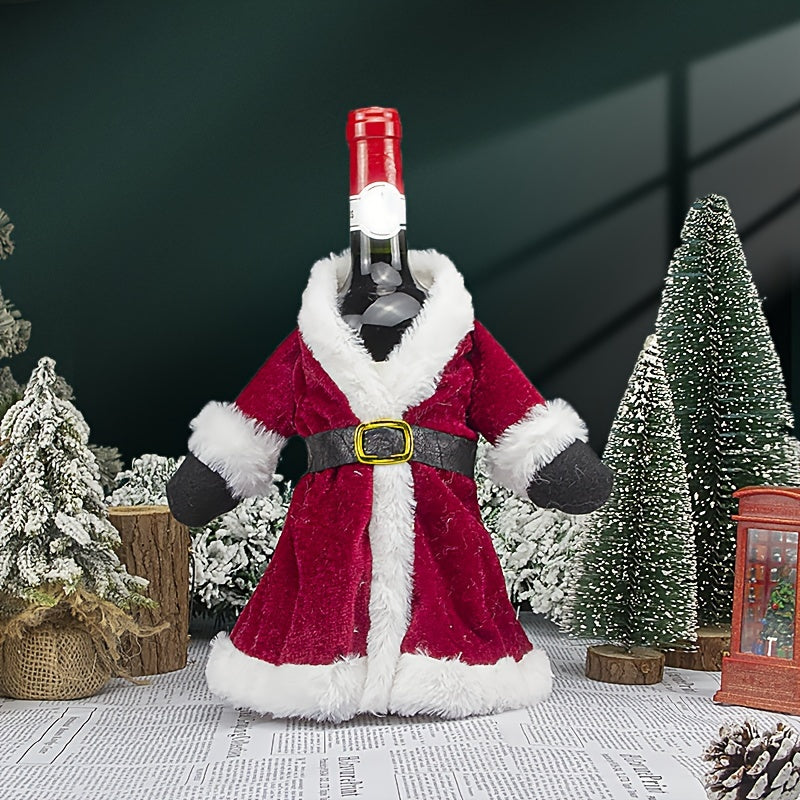 Christmas Red Wine Bottle Cover with Leak-Proof Travel Case and Cute Polyester Sweater Design
