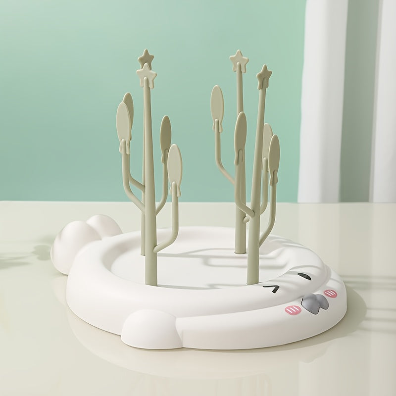 Seal-Shaped Bottle Drying Rack Ocean Animal Design PP Kitchen Organizer for Ages 14+