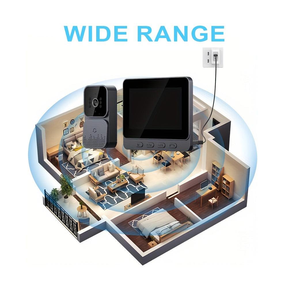 10.92 cm Video Doorbell with Infrared Night Vision Wireless Intercom and Long Battery Life
