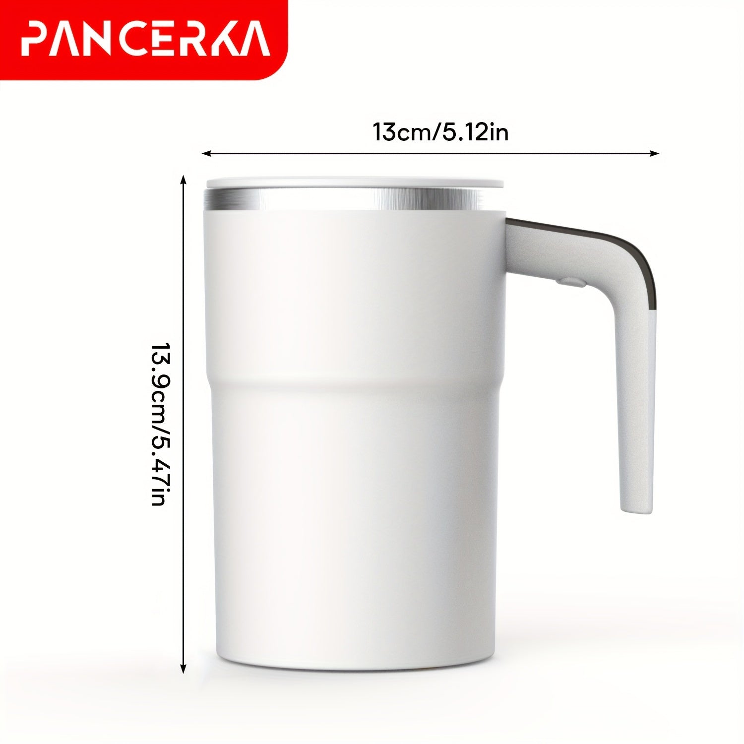 Avtomatik aralashtiradigan qahva stakani, harorat ko'rsatkichi bilan, oq rang, sayohat uchun mug