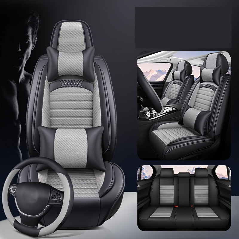Universal PU Leather Seat Covers Full Set for 5-Seater All-Season