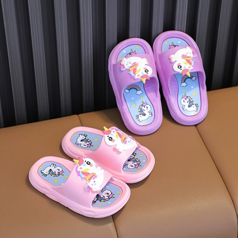 Girls Non-Slip Unicorn Slippers Indoor All-Season Lightweight PVC