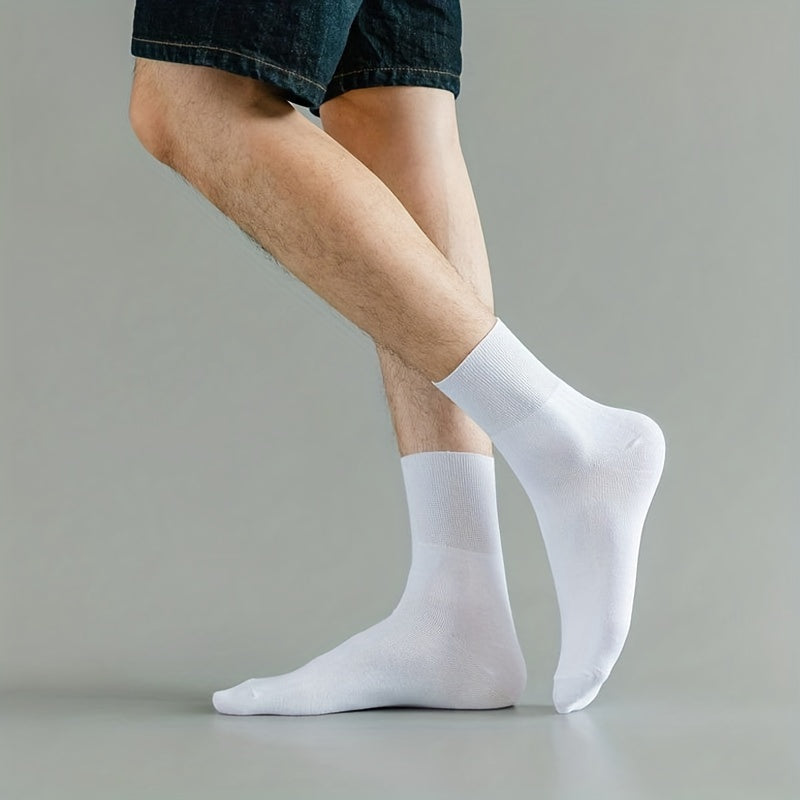 Men's Crew Socks Breathable Cotton Blend Plain Color Spring Autumn EUR 39-50