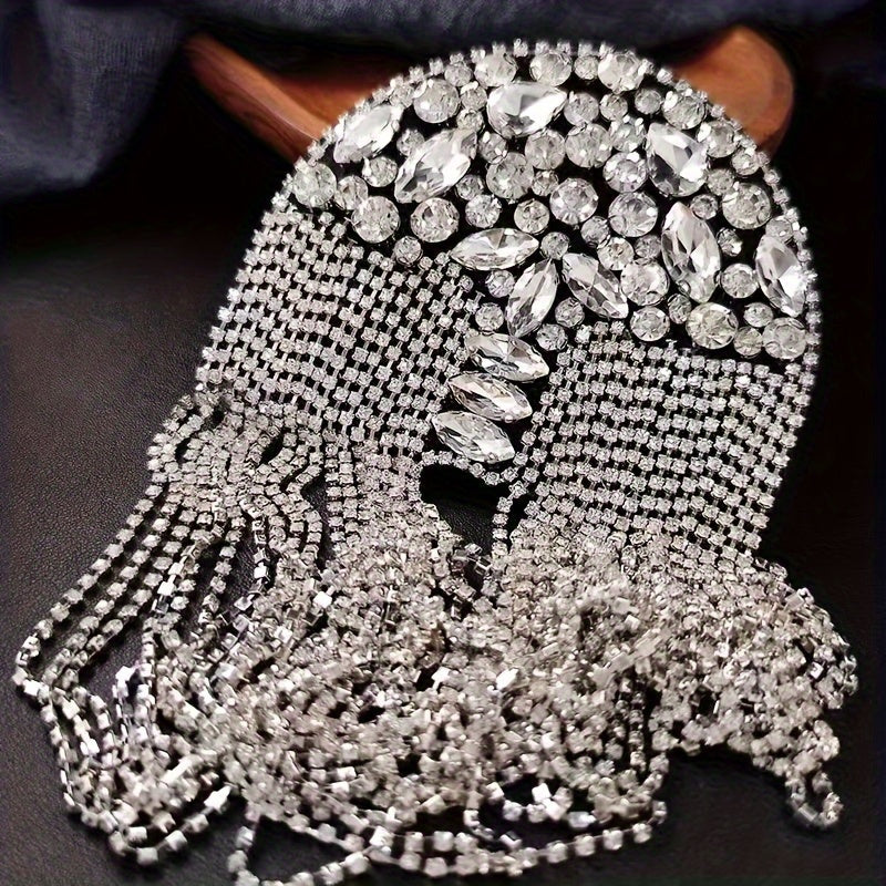 Beaded Tassel Brooch Rhinestone Retro Style for Jackets and Suits