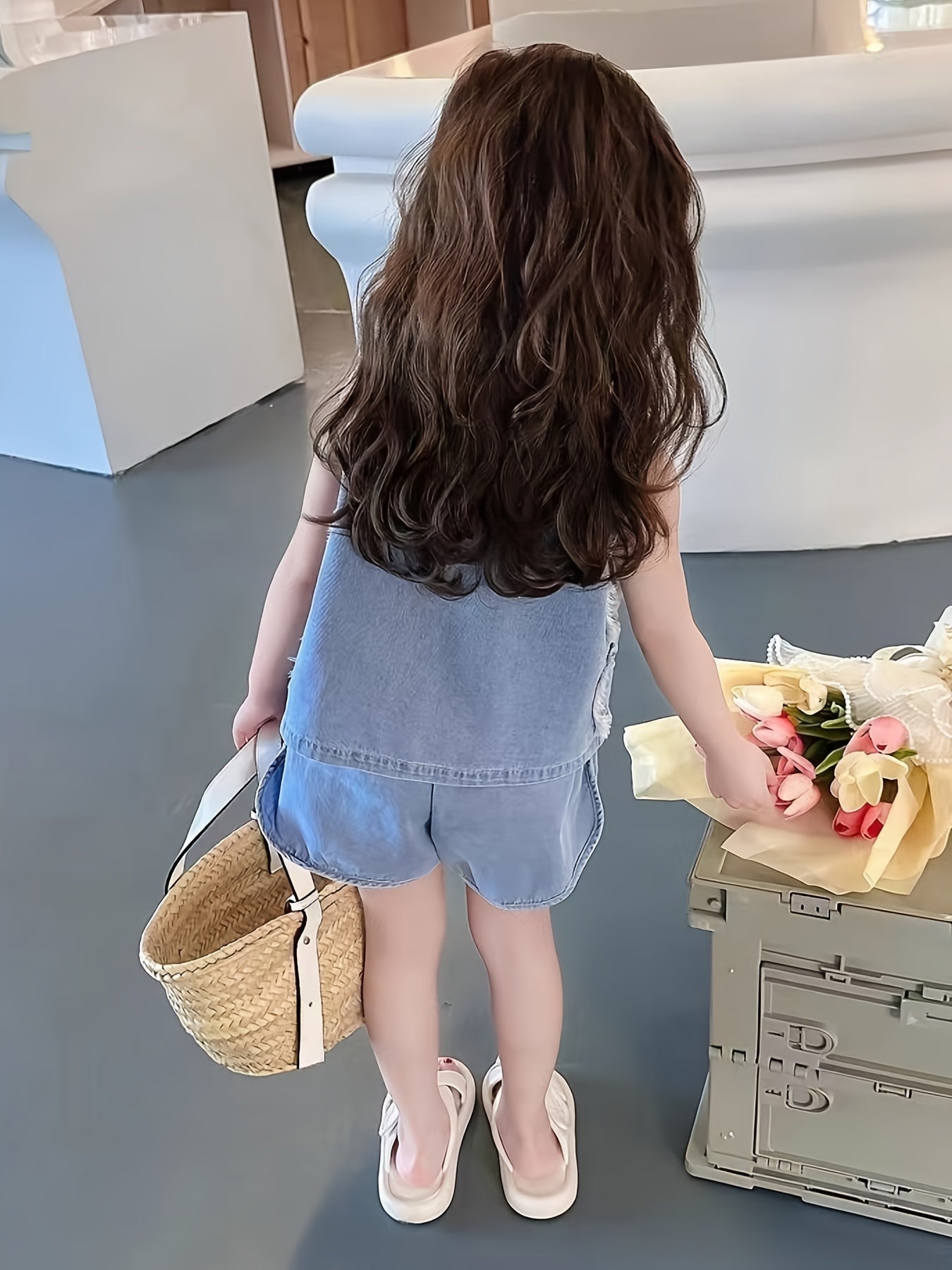 Летний комплект для девочек: майка и шорты, без рукавов, для прогулок на улице