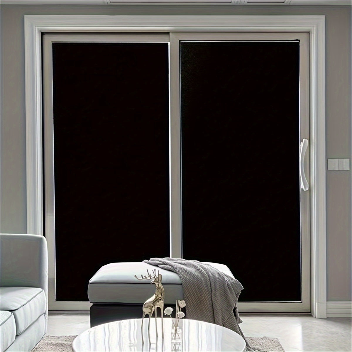 Electrostatic Glueless Glass Window Film Black Frosted Privacy Decor Water Resistant