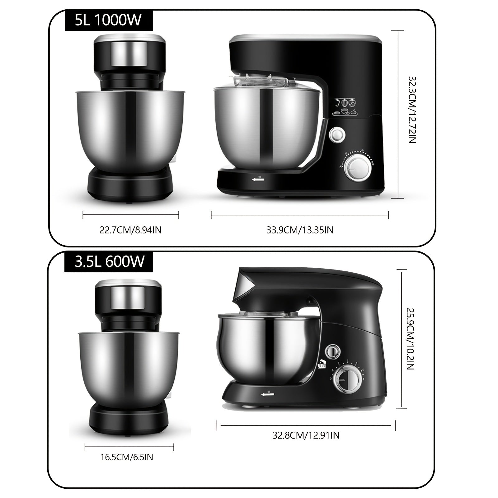 1000W Tilt-Head Electric Stand Mixer with Bowl Dough Hook Whisk Beater for Baking