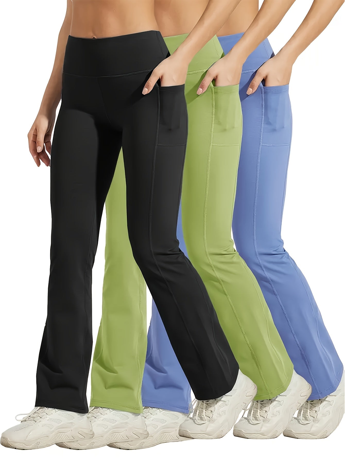 Ayollar uchun katta o'lchamdagi yoga shimlar, cho'ntaklar bilan, yuqori bel, kengaytirilgan faol kiyim