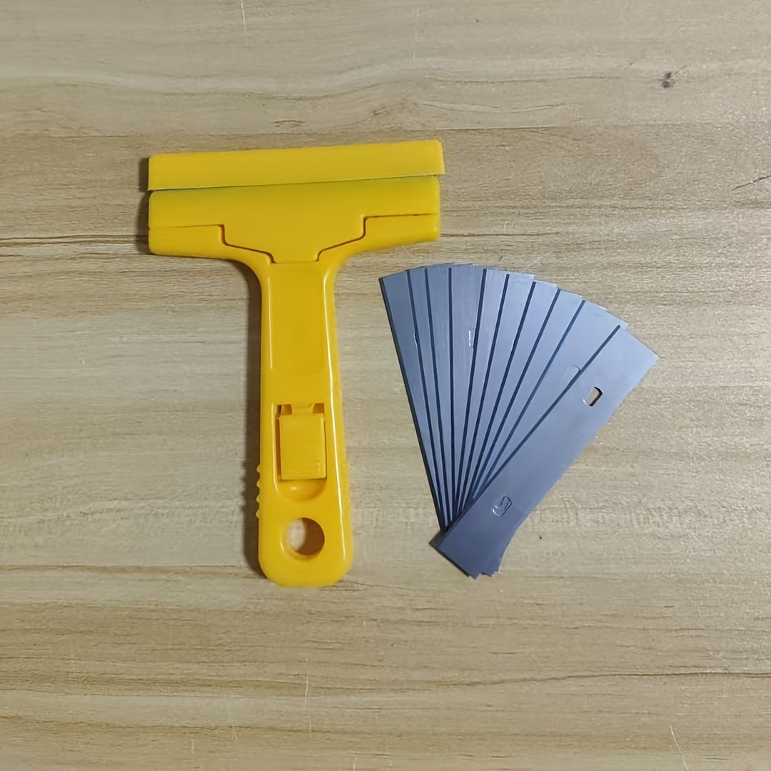 Cleaning Tool Set with 4-Inch Knife and 10 Blades for Glass, Floor, Wallpaper