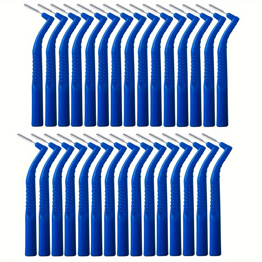 30 Pcs Angled Interdental Brushes Durable PE Ergonomic Handle Multi-Color