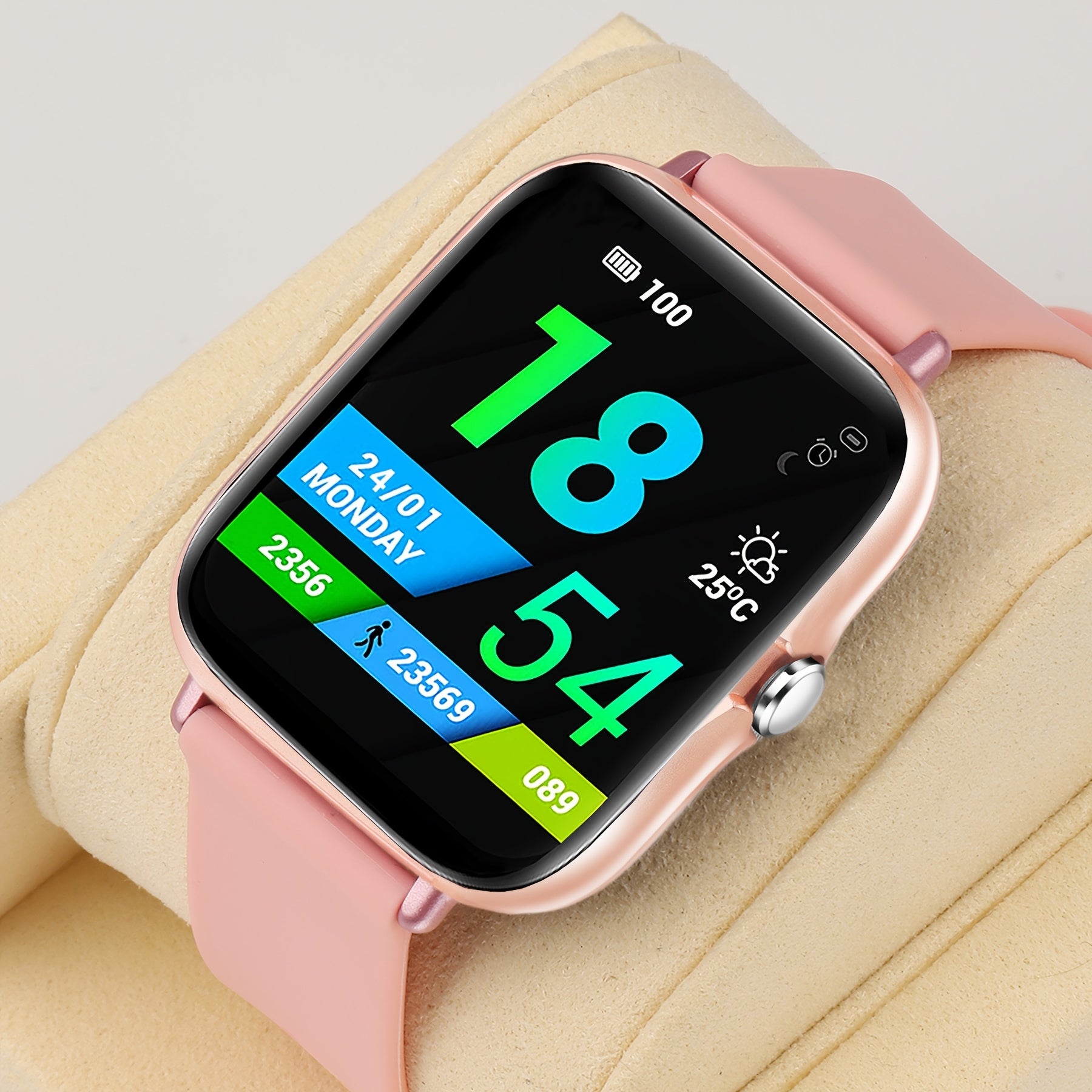 Smart Watch for Men and Women 4.34cm Metal Body Fitness Tracking Calls Music Control Compatible with iPhone Android
