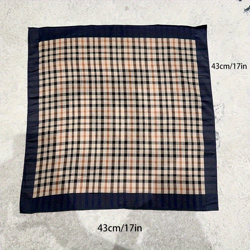 Men's Plaid Cotton Handkerchief and Pocket Square Set Stylish Woven Design Accessories