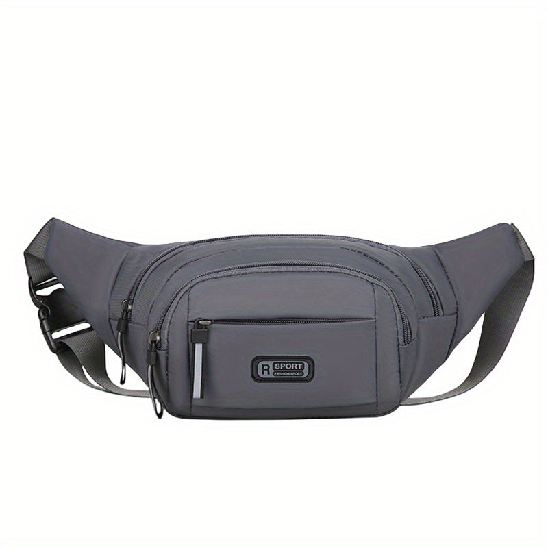 Men's Black Water-Resistant Sports Waist Pack with Phone Pouch Adjustable Strap