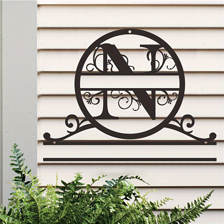 Maxsus metall oilaviy nom yozuvi bilan monogram va familiya, ob-havo sharoitiga chidamli, bardoshli va teksturali yakuniy uchun uy bezaklari