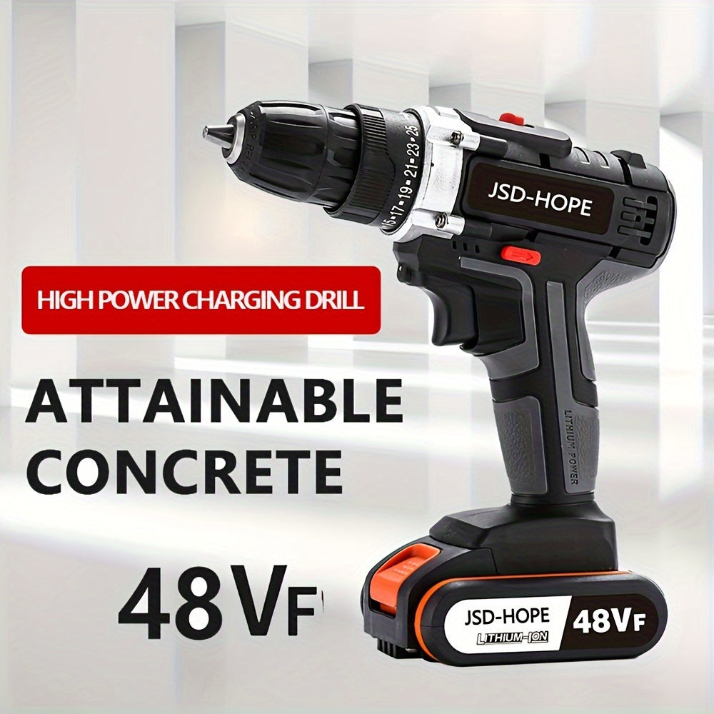 Cordless Impact Drill Driver Kit 48V Lithium Battery Charger US Plug