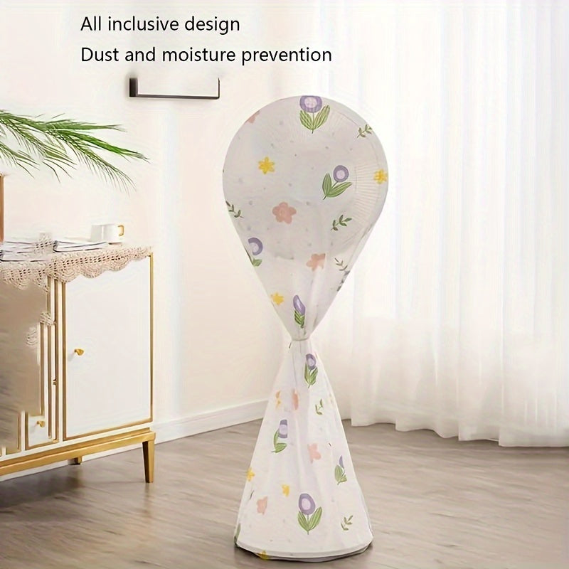 Modern Minimalist PVC Fan Dust Cover with Floral Patterns Full Protection Dust-Proof