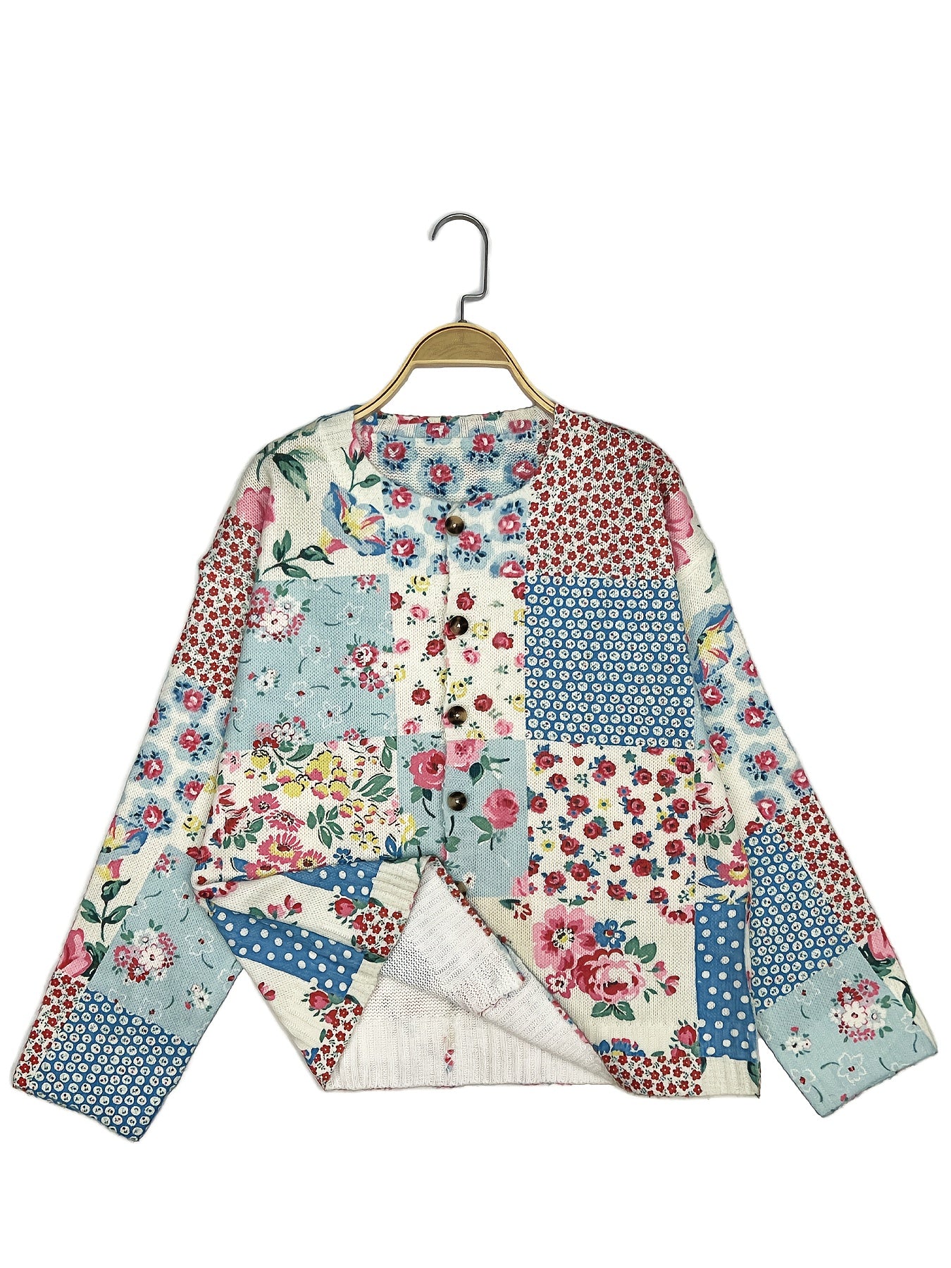 Plus o'lchamli ayollar uchun gul bosma cardigan yengil bahor va kuz ochiq oldi sviter