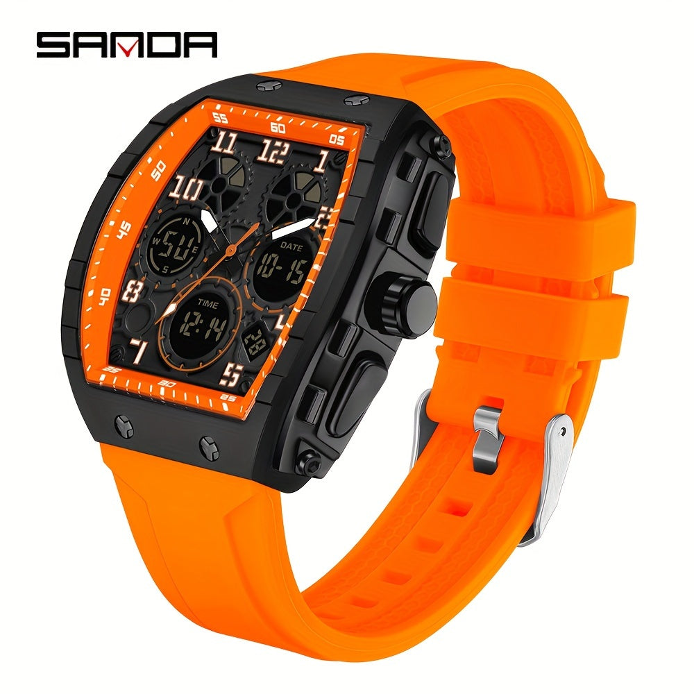 Men's Military Sports Wristwatch Silicone Strap Waterproof LED Clock Multiple Functions