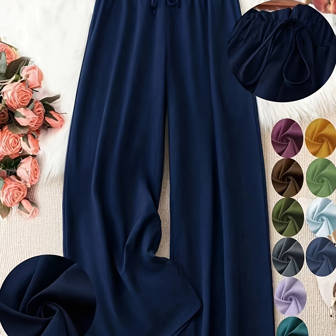 Plus Size Women's Fashion Pants Elastic Waist Plus Size Casual Trousers