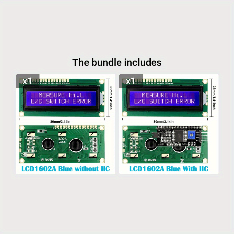 Módulo de pantalla retroiluminada LCD1602 Metal 16x2 I2C Azul Amarillo Verde