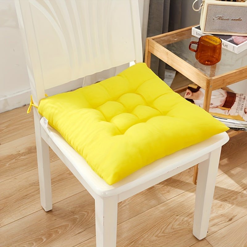 Solid Color Polyester Chair Cushion Washable Seat Pad for Dining Office Tatami