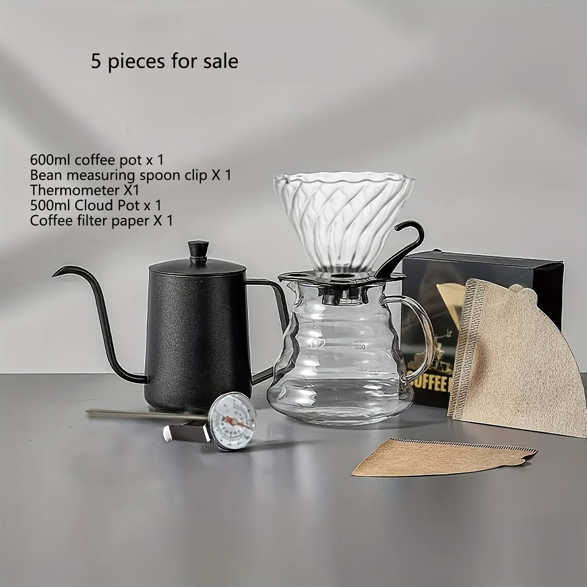 Portable Stainless Steel Coffee Machine Set with Grinder and Accessories