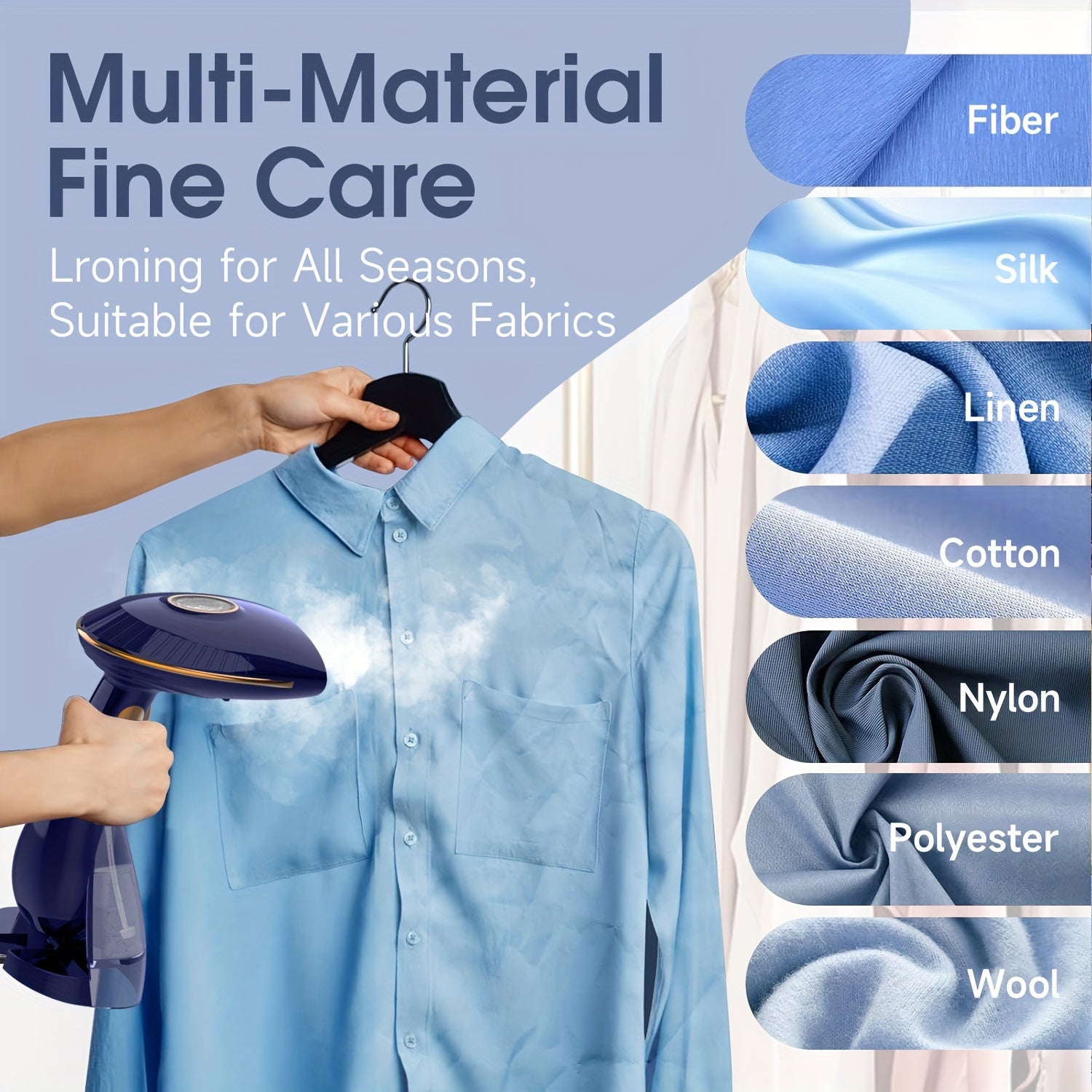 PANCERKA 1500W Портативный паровой утюг: Быстрый разогрев за 30 секунд, защита от перегрева, большой водяной бак, вертикальная глажка, стабильная подача пара для эффективного удаления складок, европейский стандарт