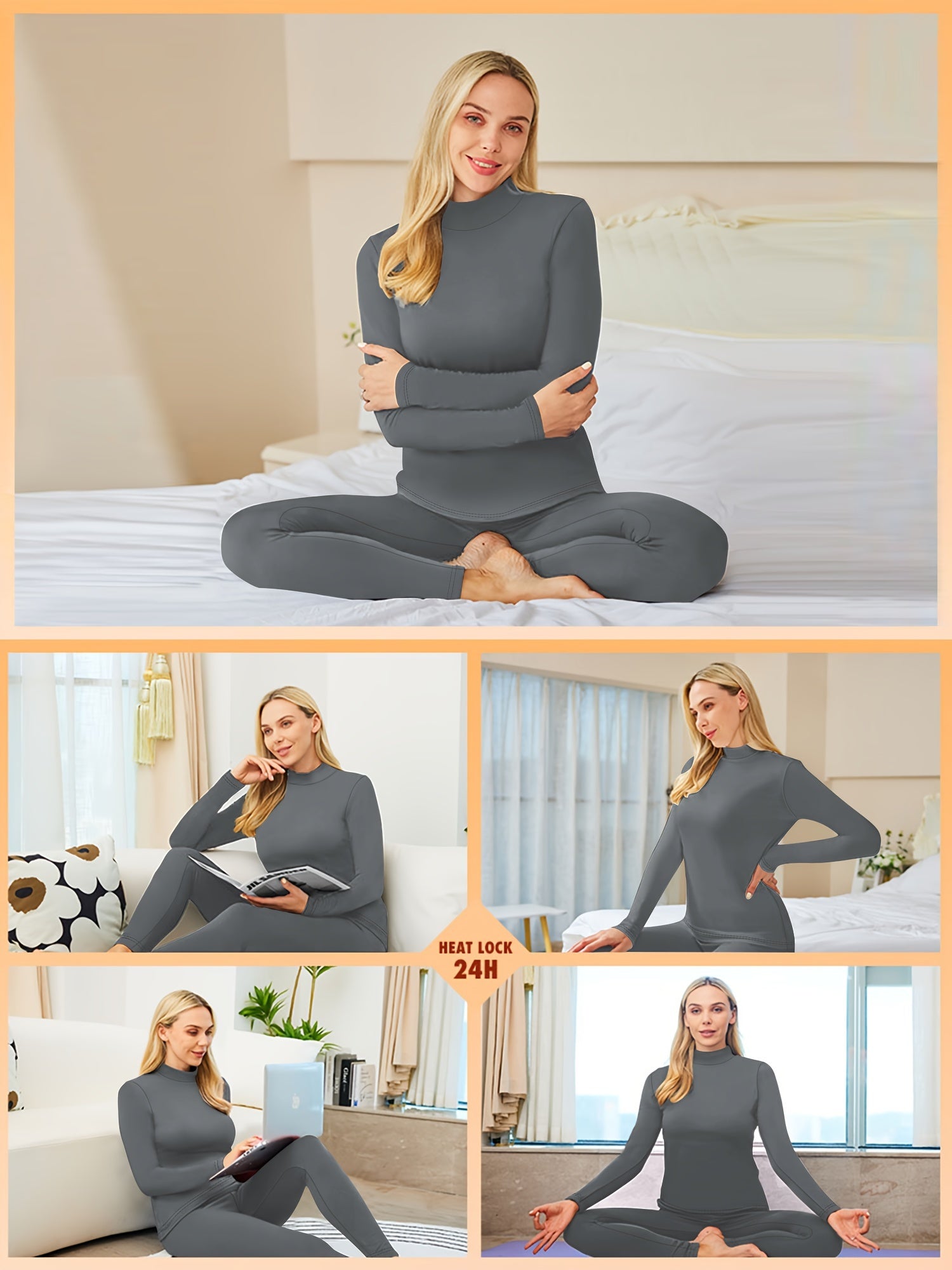 Plus Size Women's Thermal Sportswear Set Plush Lined High Stretch Long Sleeve Shirt and Pants