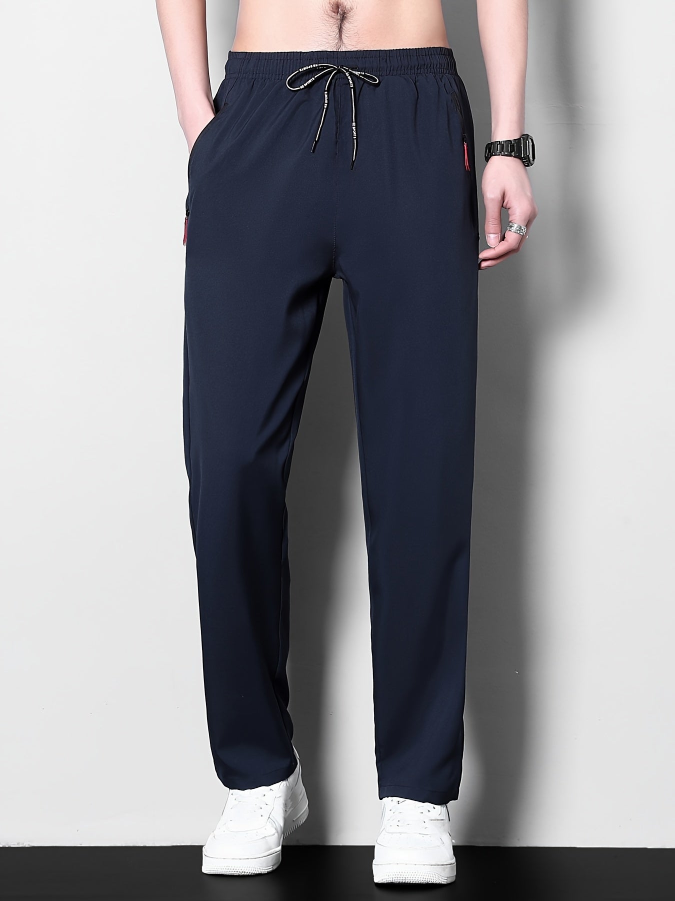 Men's Breathable Quick-Dry Joggers Athletic Pants with Zipper Detail