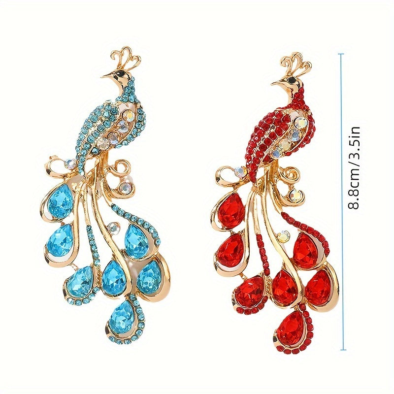 Peacock Brooch for Men and Women Rhinestone Jewelry Accessory Party Gift Clutch Pin