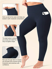 Plus Size Tummy Control Yoga Pants with Pockets High-Waisted Workout Leggings