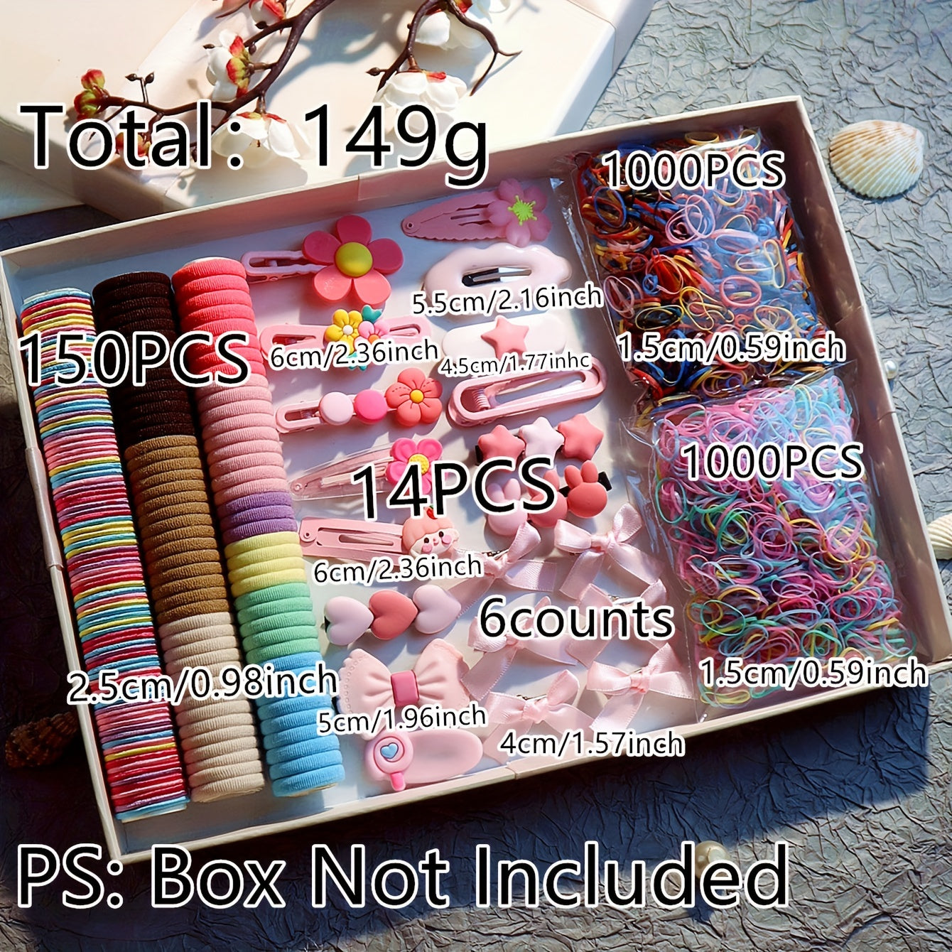 Hair Accessory Set with 2170 Pieces Floral Resin Clips and Seamless Bands for Girls and Women