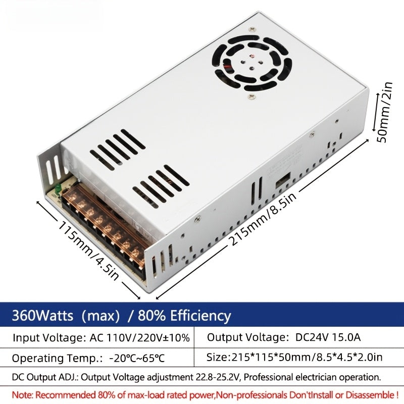 360W Low Voltage LED Power Supply Transformer for Cameras and Lighting AC220V to 12V/24V