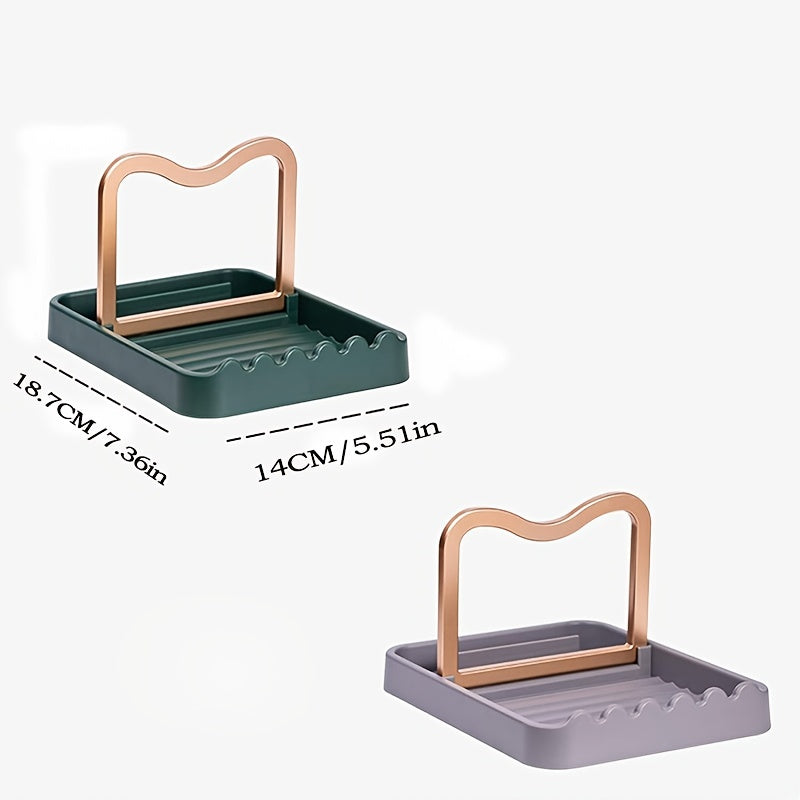 Foldable Kitchen Utensil Holder with Lid Stand, Plastic Organizer for Cooking Spoons and Spatulas