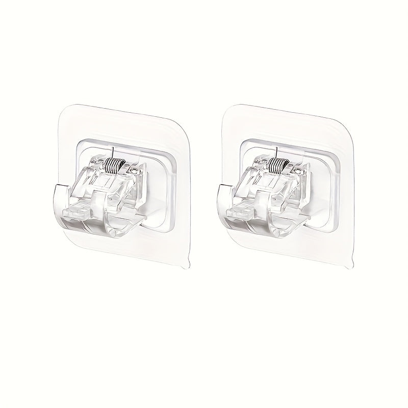 2-Pack Modern Self-Adhesive Curtain Rod Holders No-Drill Wall Mount Brackets for Kitchen Bathroom