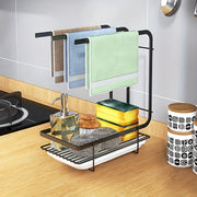 Wall-mounted dishcloth towel rack with sponge holder iron easy to install kitchen sink organizer