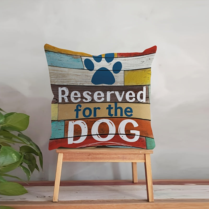 Dog Paw Print Throw Pillow Cover Peach Skin Velvet Double-Sided Zipper 44cm x 45cm