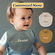 Baby Bib Adjustable Embroidered Name Soft Absorbent Knit for Newborns