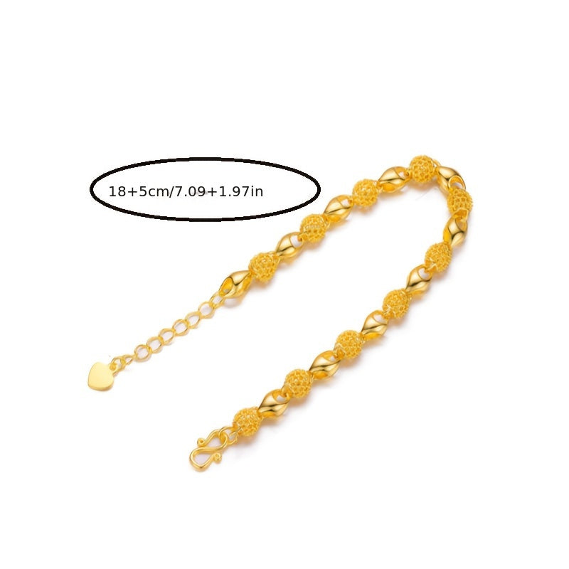 Gold-Plated Buddha Bead Bracelet Brass Hollow Design for Men and Women