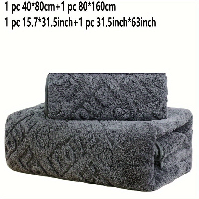 2 dona Coral Velvet yuvinish va vanna to'plami, qo'l sochiqlari va vanna o'rash bilan, 34x75cm yoki 70x140cm